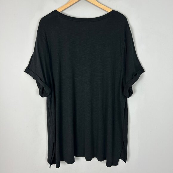 NEW J.Jill Pima Short-Sleeve V-neck Tee T-Shirt Black Size 4X Women's - Picture 2 of 3